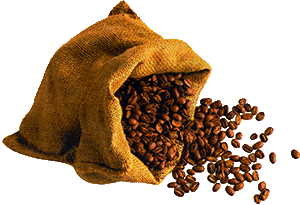 Grains café dans sac en toile